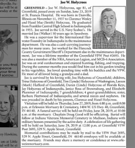 Obituary for Joe W. Holycross