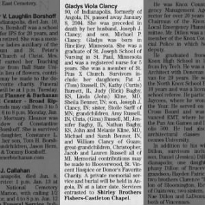 Obituary for Gladys Viola Clancy